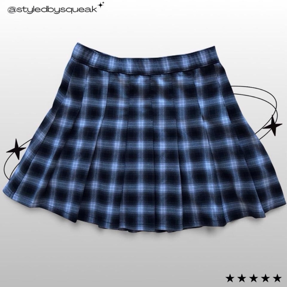 Hollister Black White Plaid Pleated High Waisted Mini Skirt Small Indie Grunge